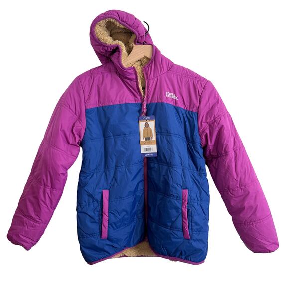 Eddie Bauer Kids Youth Reversible Jacket Size Large (14/16) New Teddy Purple Blu - Picture 2 of 12